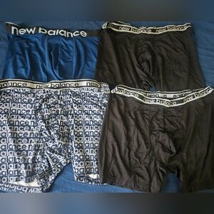 4 New Balance Men's Boxer Briefs - Black, Blue, and Logo Print